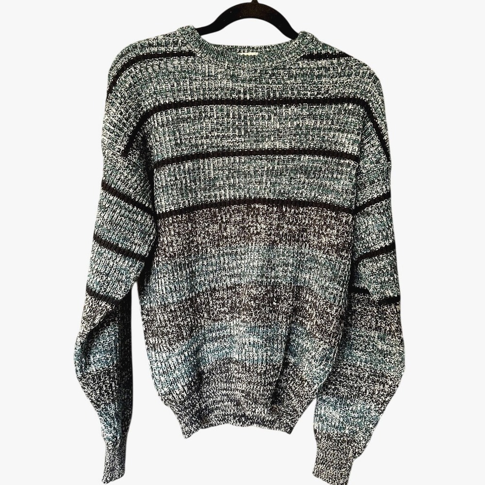 1980s‎ Vintage Wrangler Retro Sweater M Stripped Teal Grandpa Core